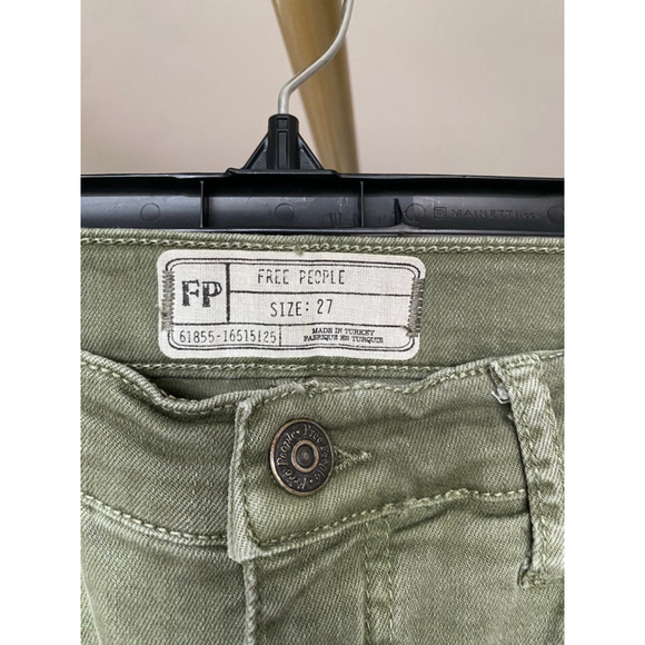 Free People Distressed Skinny Jeans Olive Green Sz 27 Streetwear Indie Boho Arts - Picture 6 of 10